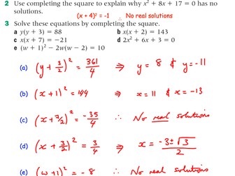 Solve equations and find the minimum point by Completing the Square