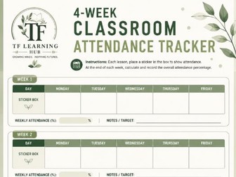 Attendance Tracker 4 weeks