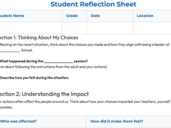 Student Reflection Sheet