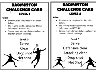 Badminton Challenge Cards