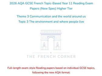 2026 AQA GCSE French Topic-Based Reading Exam Paper 3.3 – Higher Tier
