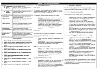 Eduqas B GCSE Geography Knowledge Organisers