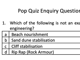 Edexcel A Level Geography EQ4 Coasts Content Questions
