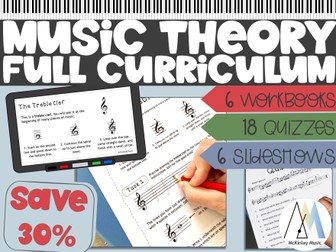 Music Theory FULL CURRICULUM - workbooks, slides and quizzes!