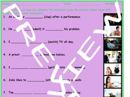 Present Simple Tense Positive and Negative Statements 3 Photo Worksheet Set
