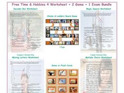 Free Time & Hobbies 4 Worksheet-2 Game-1 Exam Bundle