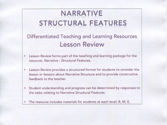 Narrative Structural Features : Lesson Review