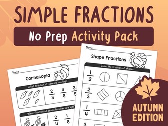 Fall Fractions | Simple Fractions For Beginners, Autumn Fraction Worksheets