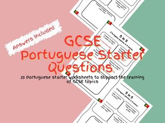 GCSE Portuguese Starter Questions Worksheets PDF