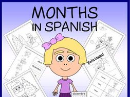 Spanish Months Vocabulary Sheets, Worksheets and Matching Game