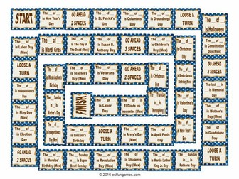US Vs Mexican Holidays And Dates Board Game US Vs Mexican Holidays And Dates Board Game