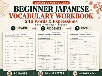 Beginner Japanese Vocabulary Workbook