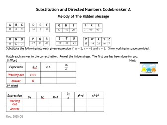 Substitution and Directed Numbers Codebreaker