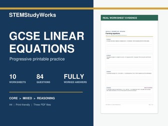 GCSE Linear Equations Worksheets with Answers