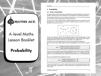 A-level Maths Lesson Booklet: Probability FREE