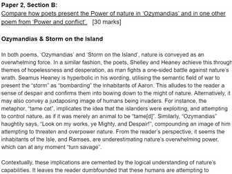 AQA Exemplar Ozymandias & Storm on the Island