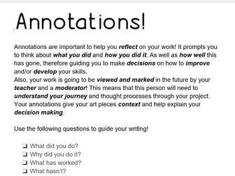 ART GCSE annotation help sheet