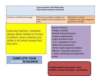 GCSE Art and Design  'Human Condition' Powerpoint based on dry media  portraiture artists