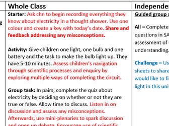 Year 6 - Electricity Medium Term Plan