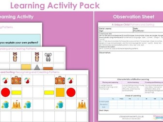 EYFS Recognising and Creating Patterns - Shape, Space and Measure, Resources & Observation Pack