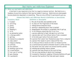 Bad Habits and Addictions Explanation-Definitions