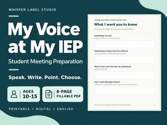 IEP Meeting Prep: Self-Advocacy Worksheets