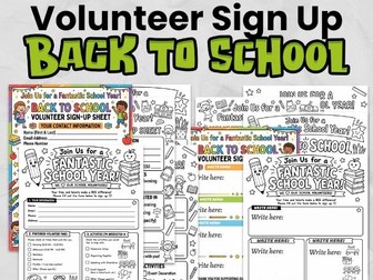 Back to School Volunteer Sign Up Sheets | Editable Parent & Carer Forms