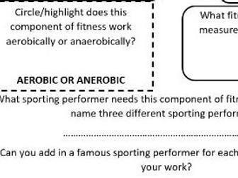 Components of fitness worksheet
