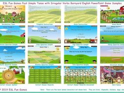 Past Simple Tense with Irregular Verbs Barnyard English PowerPoint Game