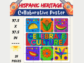 Celebrate Culture – Hispanic Heritage Month Collaborative Coloring Poster Bulletin Board Activity