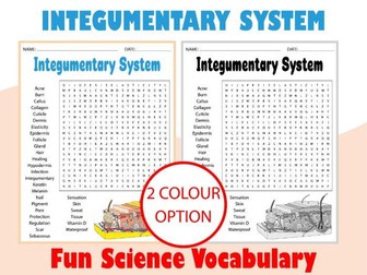 Integumentary System Word Search | Fun Science Vocabulary Activity