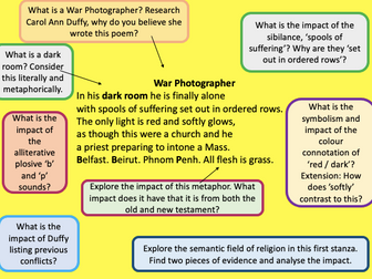 War Photographer by Carol Ann Duffy. Power and Conflict. Created by AQA Examiner/Teacher