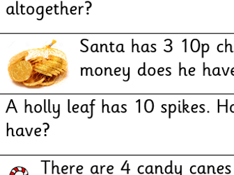 Christmas themed multiplication word problems for Year 2