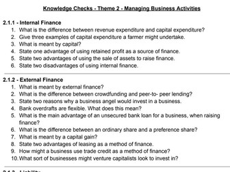 A Level Business Knowledge Checks