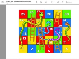 Snakes and Ladders Probability Investigation