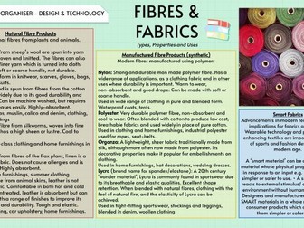 Design and Technology: Knowledge Organiser Fibres and Fabrics (Textiles)