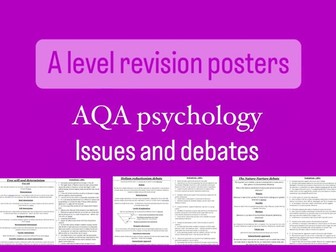 Issues and Debates - A level psychology AQA revision posters