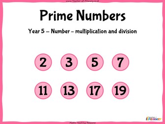 Prime Numbers - Year 5
