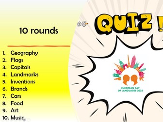 European Day Of Languages Quiz PPT + Answer Sheet