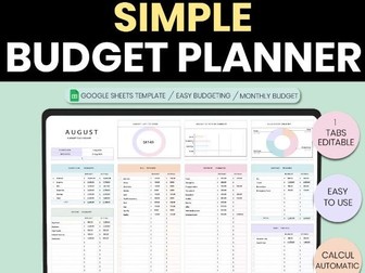 Editable Budget Planner Google Sheets | Simple Financial Tracker for Teachers