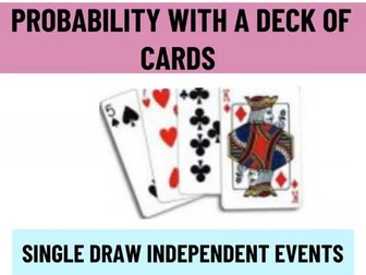 Probability - Probability With a Deck of Cards Worksheet - Single Draw Independent