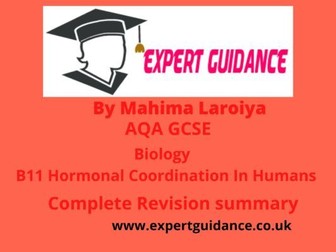 New (9-1) AQA GCSE Biology B11 Hormonal Coordination In Humans complete Revision Summary
