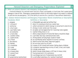 Natural Disasters and Emergency Preparedness Explanation-Definitions
