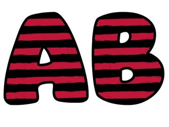 Red Black Lines Themed Lettering Set | Classroom Display | Upper & Lowercase, 0-9
