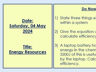 Energy Resources - Complete Lesson