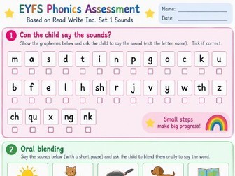 EYFS Autumn Phonics Assessment Tracker. Read Write Inc Sound Order