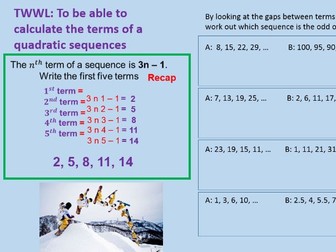 Generating Sequences from Quadratic nth Terms