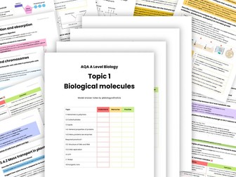 NEW AQA A Level Biology Year 1 (AS) Model Answer Notes Topics 1-4