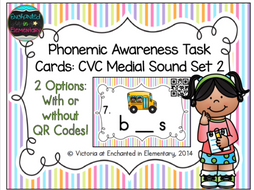 Phonemic Awareness Task Cards: CVC Medial Sound Set 2
