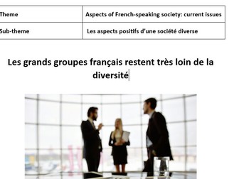 AQA French A Level stimulus card - Les grands groupes français restent très loin de la diversité